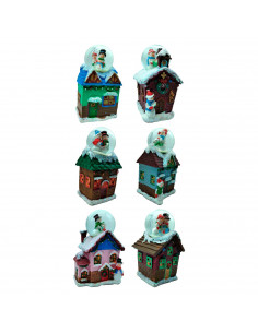 Tradineur - Casitas navideñas con luces LED y bola de Nieve - Fabricados en Resina - Decoración para temporada navideña - 11 x 6 2