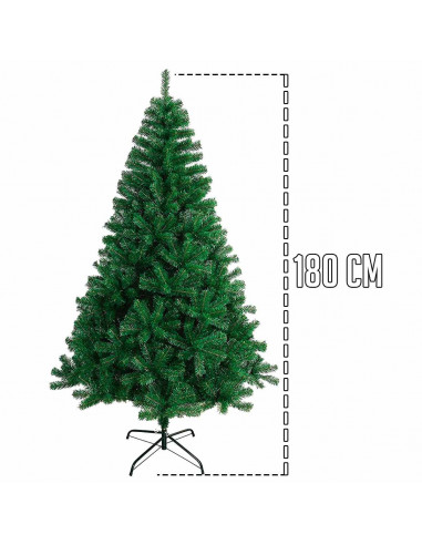 Tradineur - Árbol de Navidad, abeto artificial verde, estructura de plástico y metal revestido, robusto y duradero, fácil montaj