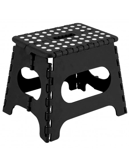 Tradineur - Taburete plegable pequeño de pvc, 27 cm de altura, antideslizante, multiusos, color surtido (blanco,negro,gris)