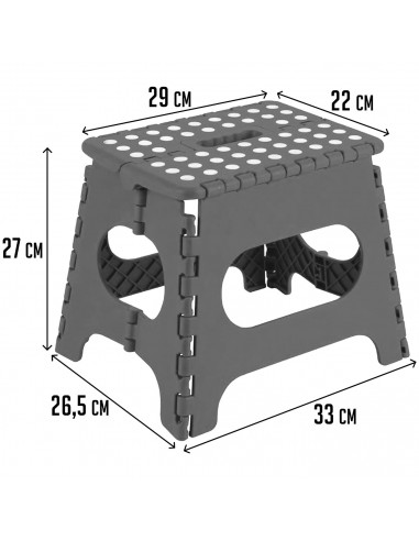 Tradineur - Taburete plegable pequeño de pvc, 27 cm de altura, antideslizante, multiusos, color surtido (blanco,negro,gris)
