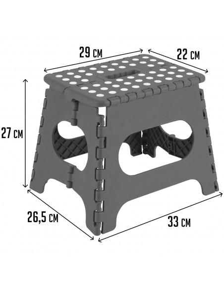 Tradineur - Taburete plegable pequeño de pvc, 27 cm de altura, antideslizante, multiusos, color surtido (blanco,negro,gris)
