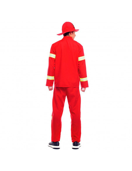 Tradineur - Disfraz de bombero para adulto, poliéster 100%, incluye sombrero, camiseta y pantalón, atuendo de carnaval, Hallowee