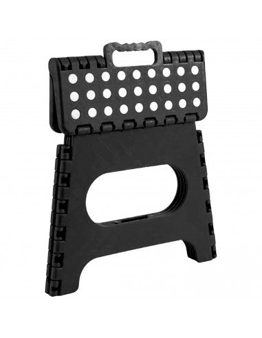 Tradineur - Taburete plegable pequeño de pvc, 27 cm de altura, antideslizante, multiusos, color surtido (blanco,negro,gris)