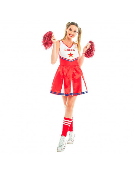 Tradineur - Disfraz de animadora para adulto, poliéster, incluye vestido, atuendo de carnaval, Halloween, cosplay (Mujer, Talla