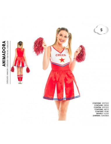 Tradineur - Disfraz de animadora para adulto, poliéster, incluye vestido, atuendo de carnaval, Halloween, cosplay (Mujer, Talla