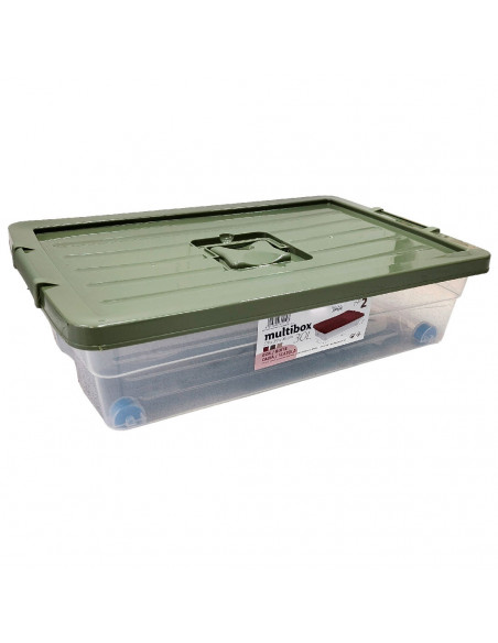 Tradineur - Caja de Almacenamiento con ruedas y tapa de colores - Plástico - Contenedor para almacenar juguetes, libros, ropa, m