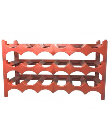 Tradineur - Botellero de plástico apilable - 3 Baldas apilables - Capacidad para 18 Botellas - Ideal para el Almacenamiento de B