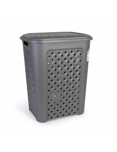 Cesto para la ropa sucia 50 litros 54 x 43 x 33,3 cm, gris grafito,  Cubo para la colada de plástico con asas