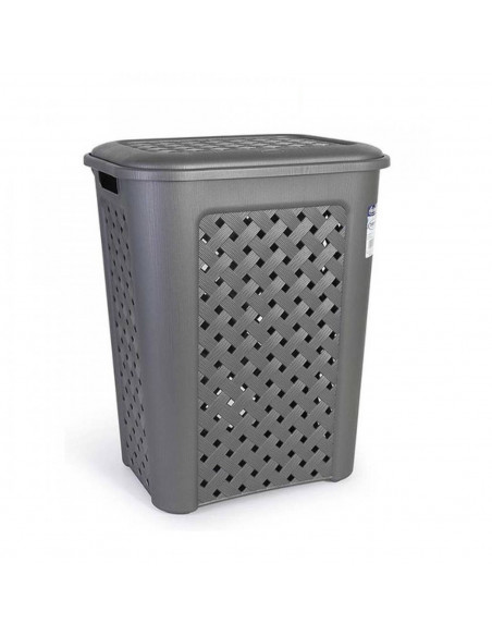 Cesto para la ropa sucia 50 litros 54 x 43 x 33,3 cm, gris grafito,  Cubo para la colada de plástico con asas