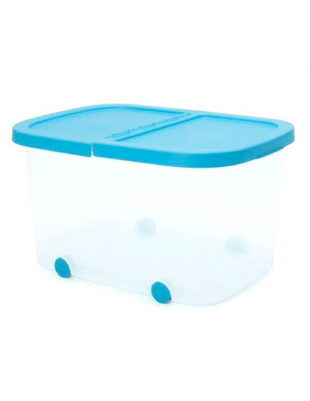Tradineur - Caja de almacenamiento con ruedas y tapa con doble abertura, plástico, contenedor, juguetes, libros, ropa, mantas, f