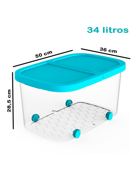 Tradineur - Caja de almacenamiento con ruedas y tapa con doble abertura, plástico, contenedor, juguetes, libros, ropa, mantas, f