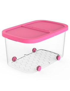 Tradineur - Caja de almacenamiento con ruedas y tapa con doble abertura, plástico, contenedor, juguetes, libros, ropa, mantas, f