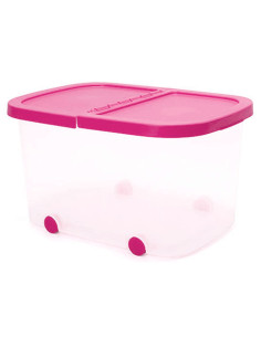 Tradineur - Caja de almacenamiento con ruedas y tapa con doble abertura, plástico, contenedor, juguetes, libros, ropa, mantas, f 2