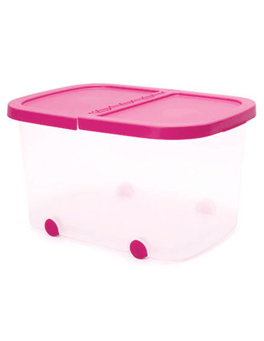 Tradineur - Caja de almacenamiento con ruedas y tapa con doble abertura, plástico, contenedor, juguetes, libros, ropa, mantas, f