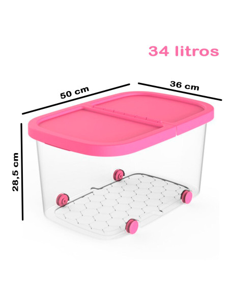 Tradineur - Caja de almacenamiento con ruedas y tapa con doble abertura, plástico, contenedor, juguetes, libros, ropa, mantas, f