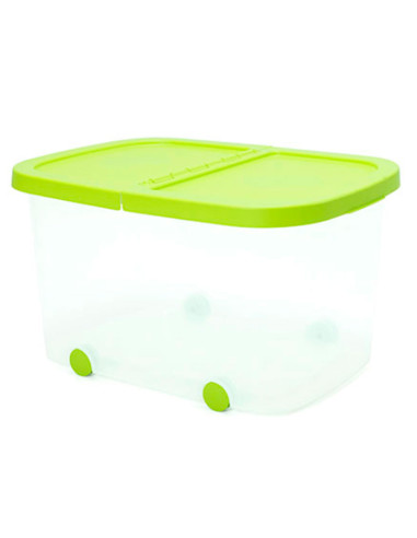 Tradineur - Caja de almacenamiento con ruedas y tapa con doble abertura, plástico, contenedor, juguetes, libros, ropa, mantas, f