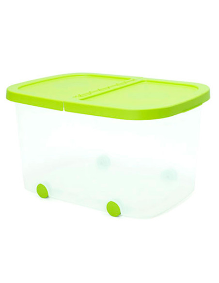 Tradineur - Caja de almacenamiento con ruedas y tapa con doble abertura, plástico, contenedor, juguetes, libros, ropa, mantas, f