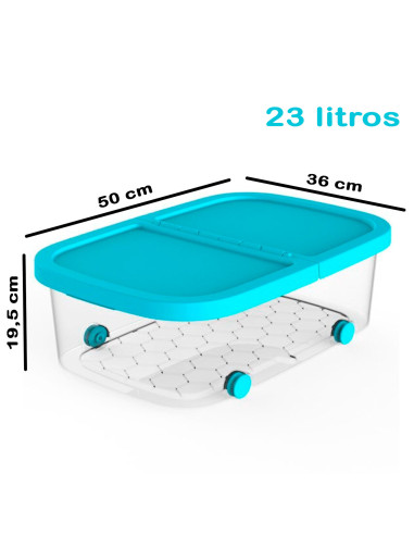 Tradineur - Caja de almacenamiento con ruedas y tapa con doble abertura, plástico, contenedor, juguetes, libros, ropa, mantas, f