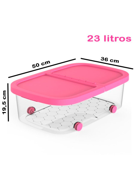 Tradineur - Caja de almacenamiento con ruedas y tapa con doble abertura, plástico, contenedor, juguetes, libros, ropa, mantas, f