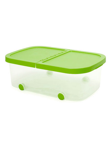 Tradineur - Caja de almacenamiento con ruedas y tapa con doble abertura, plástico, contenedor, juguetes, libros, ropa, mantas, f