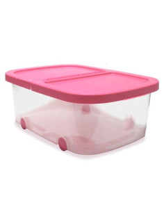 Tradineur - Caja de almacenamiento con ruedas y tapa con doble abertura, plástico, contenedor, juguetes, libros, ropa, mantas, f 2