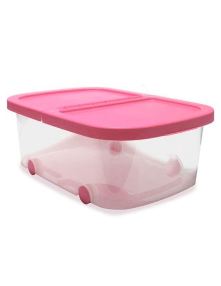 Tradineur - Caja de almacenamiento con ruedas y tapa con doble abertura, plástico, contenedor, juguetes, libros, ropa, mantas, f