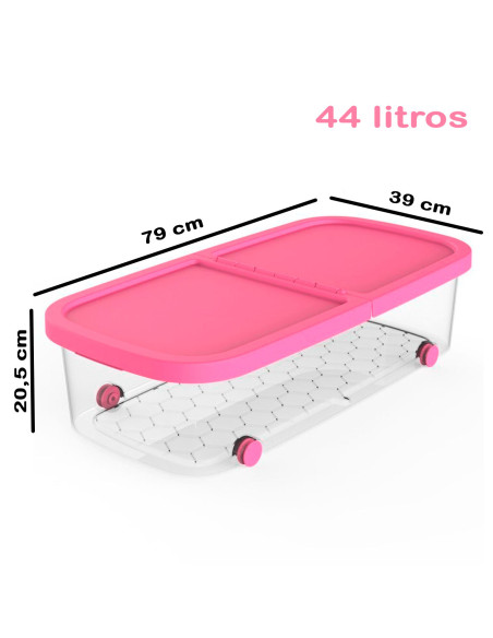 Tradineur - Caja de almacenamiento con ruedas y tapa con doble abertura, plástico, contenedor, juguetes, libros, ropa, mantas, f