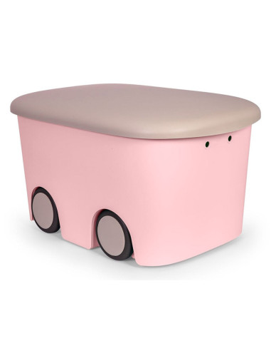 Tradineur - Caja de almacenamiento infantil con ruedas y tapa, plástico, contenedor, almacenaje juguetes, libros, ropa, mantas,