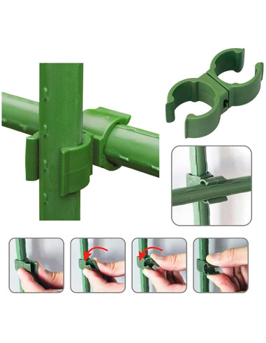 Tradineur - Pack de 30 Abrazaderas para tutores de 20 mm - Giro de 360º - Fabricado en plástico - Accesorio para tutores de jard
