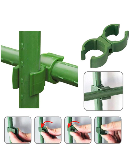 Tradineur - Pack de 30 Abrazaderas para tutores de 20 mm - Giro de 360º - Fabricado en plástico - Accesorio para tutores de jard
