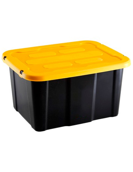 Tradineur - Caja de almacenaje apilable con tapa, plástico, cajón multiusos, ordenación, herramientas, hogar, fabricada en Españ