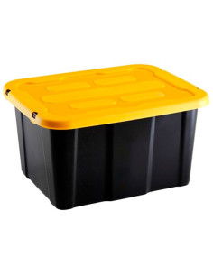 Tradineur - Caja de almacenaje apilable con tapa, plástico, cajón multiusos, ordenación, herramientas, hogar, fabricada en Españ