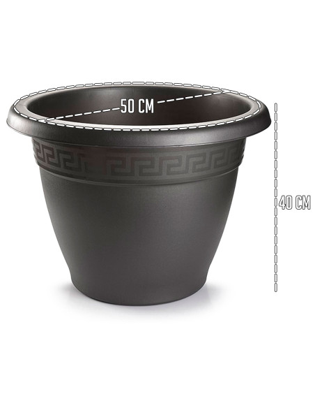 Tradineur - Maceta Redonda "Terracota" - Fabricado en Plástico - Macetero apto para Exterior e Interior del hogar - Ø 50 cm - Co