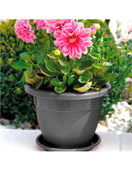 Tradineur - Maceta Redonda "Terracota" - Fabricado en Plástico - Macetero apto para Exterior e Interior del hogar - Ø 60 cm - Co