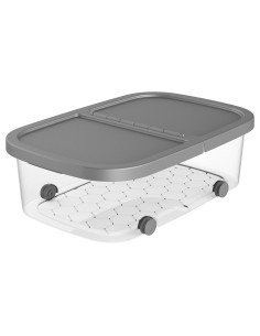 Tradineur - Caja de almacenamiento con ruedas y tapa con doble abertura, plástico, contenedor, juguetes, libros, ropa, mantas, f