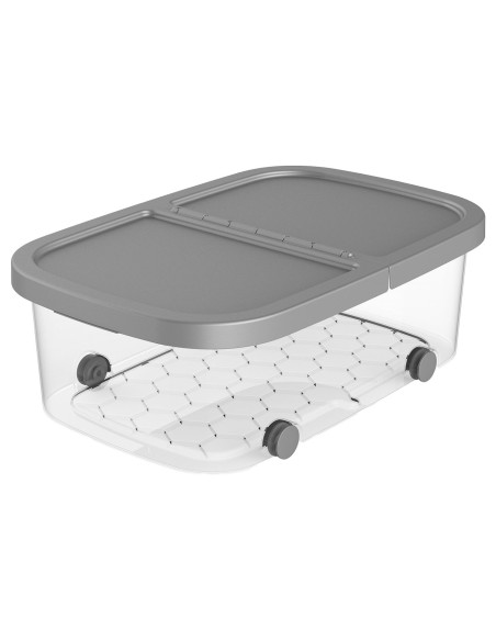 Tradineur - Caja de almacenamiento con ruedas y tapa con doble abertura, plástico, contenedor, juguetes, libros, ropa, mantas, f