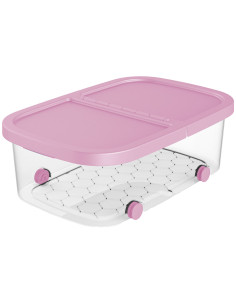 Tradineur - Caja de almacenamiento con ruedas y tapa con doble abertura, plástico, contenedor, juguetes, libros, ropa, mantas, f