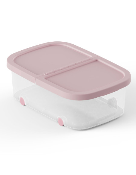 Tradineur - Caja de almacenamiento con ruedas y tapa con doble abertura, plástico, contenedor, juguetes, libros, ropa, mantas, f