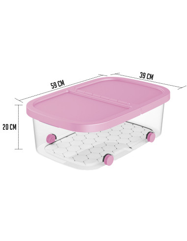 Tradineur - Caja de almacenamiento con ruedas y tapa con doble abertura, plástico, contenedor, juguetes, libros, ropa, mantas, f