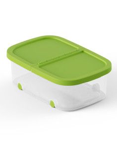 Tradineur - Caja de almacenamiento con ruedas y tapa con doble abertura, plástico, contenedor, juguetes, libros, ropa, mantas, f 2