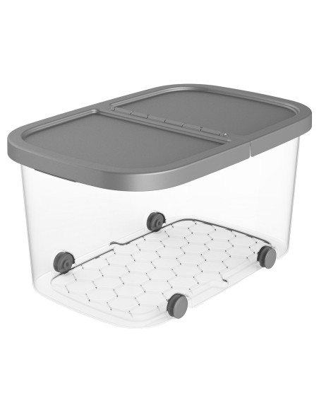 Tradineur - Caja de almacenamiento con ruedas y tapa con doble abertura, plástico, contenedor, juguetes, libros, ropa, mantas, f