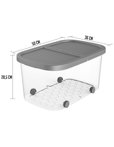 Tradineur - Caja de almacenamiento con ruedas y tapa con doble abertura, plástico, contenedor, juguetes, libros, ropa, mantas, f