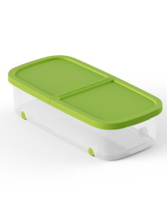 Tradineur - Caja de almacenamiento con ruedas y tapa con doble abertura, plástico, contenedor, juguetes, libros, ropa, mantas, f 2