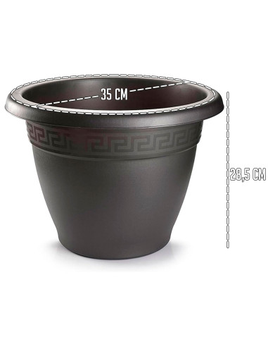 Tradineur - Maceta Redonda "Terracota" - Fabricado en Plástico - Macetero apto para Exterior e Interior del hogar - Ø 35 cm - Co