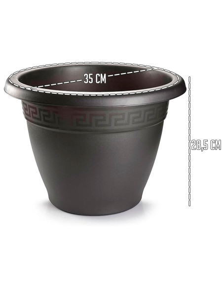 Tradineur - Maceta Redonda "Terracota" - Fabricado en Plástico - Macetero apto para Exterior e Interior del hogar - Ø 35 cm - Co