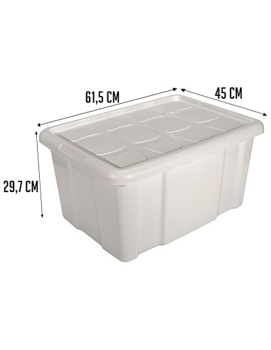 Tradineur - Caja de almacenaje con tapa N.º 18 - Fabricado en plástico - Capacidad de 60 L - Ideal para multiusos, ordenación y