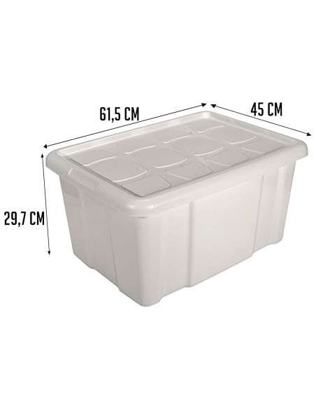 Tradineur - Caja de almacenaje con tapa N.º 18 - Fabricado en plástico - Capacidad de 60 L - Ideal para multiusos, ordenación y