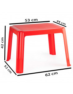 Tradineur - Mesa auxiliar de plástico, mesita baja, niños, polipropileno, estructura sólida, interior y exterior, salón, jardín, 2