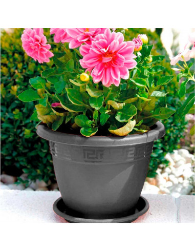 Tradineur - Maceta Redonda "Terracota" - Fabricado en Plástico - Macetero apto para Exterior e Interior del hogar - Ø 30 cm - Co