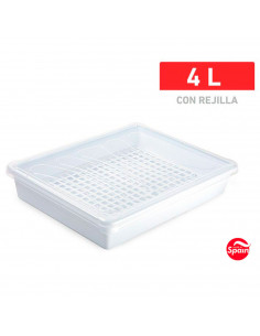 Tradineur - Bandeja con rejilla para frigorífico, fuente para la cocina, restaurante, bares, hostelería, 6,5 x 35 x 27,5 cm, col 2